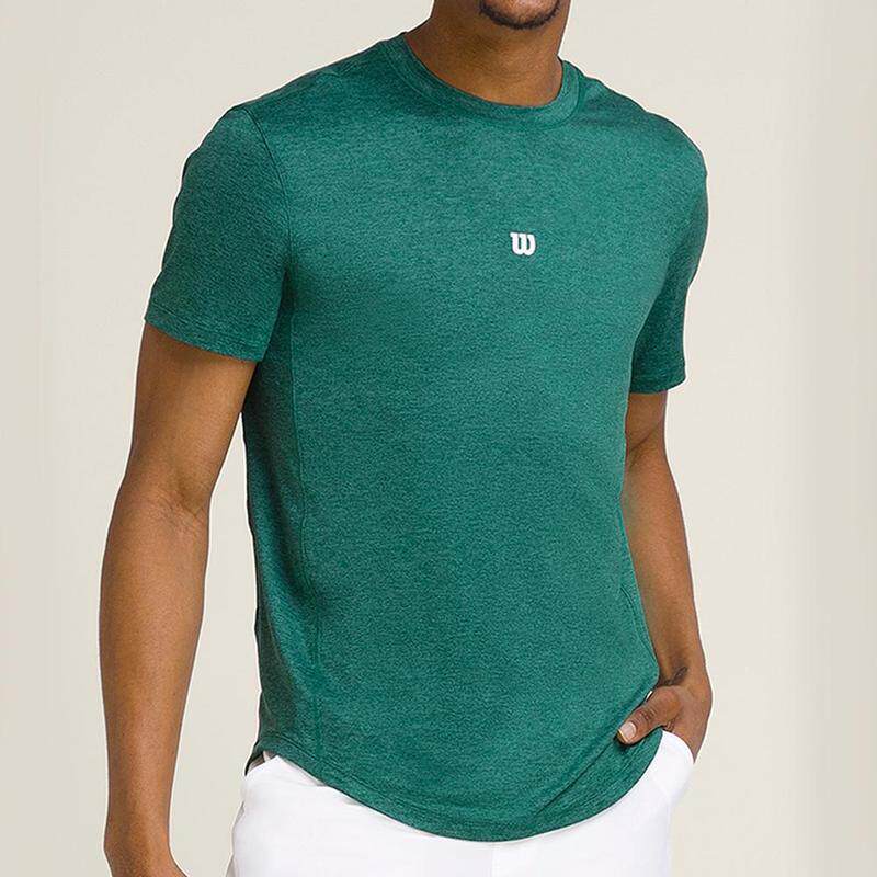 代购Wilson威尔胜男士运动T恤速干透气抗异味防晒绿色短袖圆领