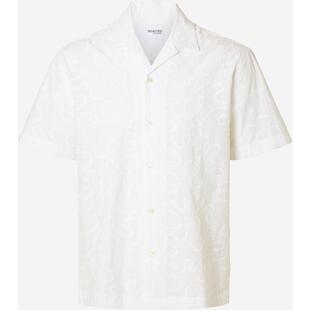 代购SELECTED思莱德男士衬衫透气亲肤短袖纯色休闲日常衬衣爆款