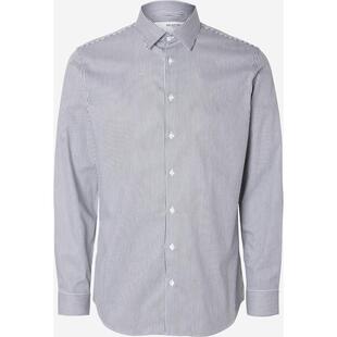 代购SELECTED思莱德男士衬衫抗皱透气条纹棉质商务通勤衬衣爆款