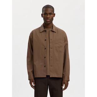 代购SELECTED思莱德男士衬衫透气抗皱棉质修身商务休闲衬衣爆款