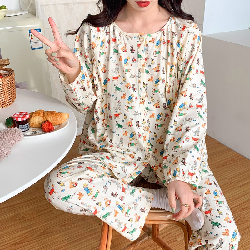 纯棉月子服春秋孕妇睡衣产u后产妇哺乳大码怀孕期夏季薄款喂奶套
