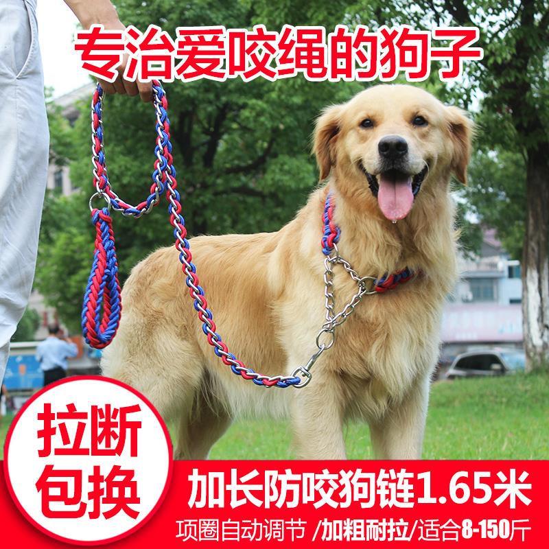 狗狗牵引绳项圈防咬断金毛拉布拉多阿拉斯加大型犬遛狗绳栓狗链子