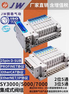 SMC型SY3200 5200 51 3A0气动电磁阀集装阀岛集成阀通讯模块EX260