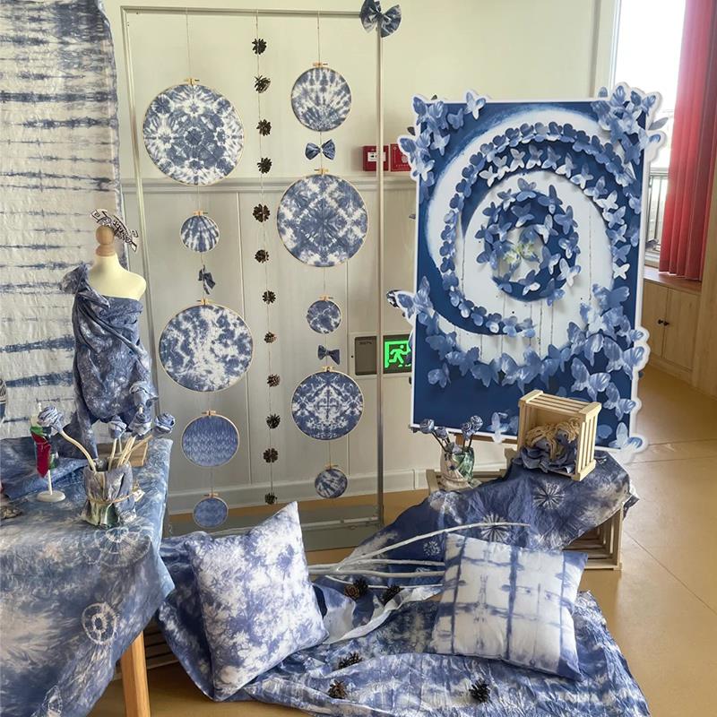 扎染区环创板成品布置幼儿园传统文化墙贴面装饰画主题非遗展材料