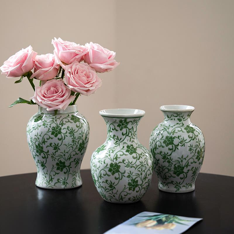 新中式覆古迷你陶瓷花瓶青花瓷高级感水培鲜花绿植客厅插花摆件