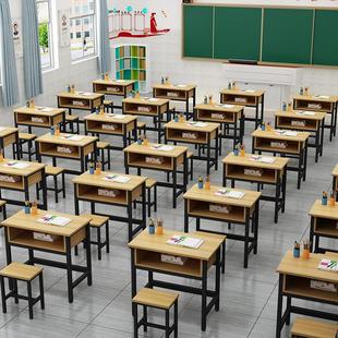 学生课桌椅双层带抽屉课桌补习班辅导单人双人会议培训简易书桌
