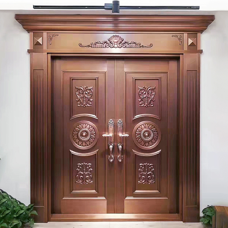 实力厂家防盗铸铜入户门 农村别墅庭院大门入户门 家装纯铜双开门