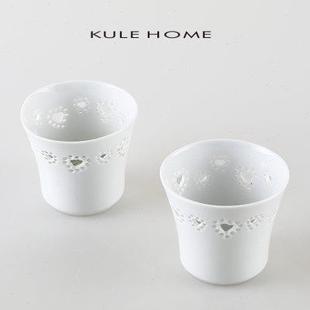 HOME KULE 镂空陶瓷蜡烛台小摆件台座家用香薰蜡烛托台高艺术摆设