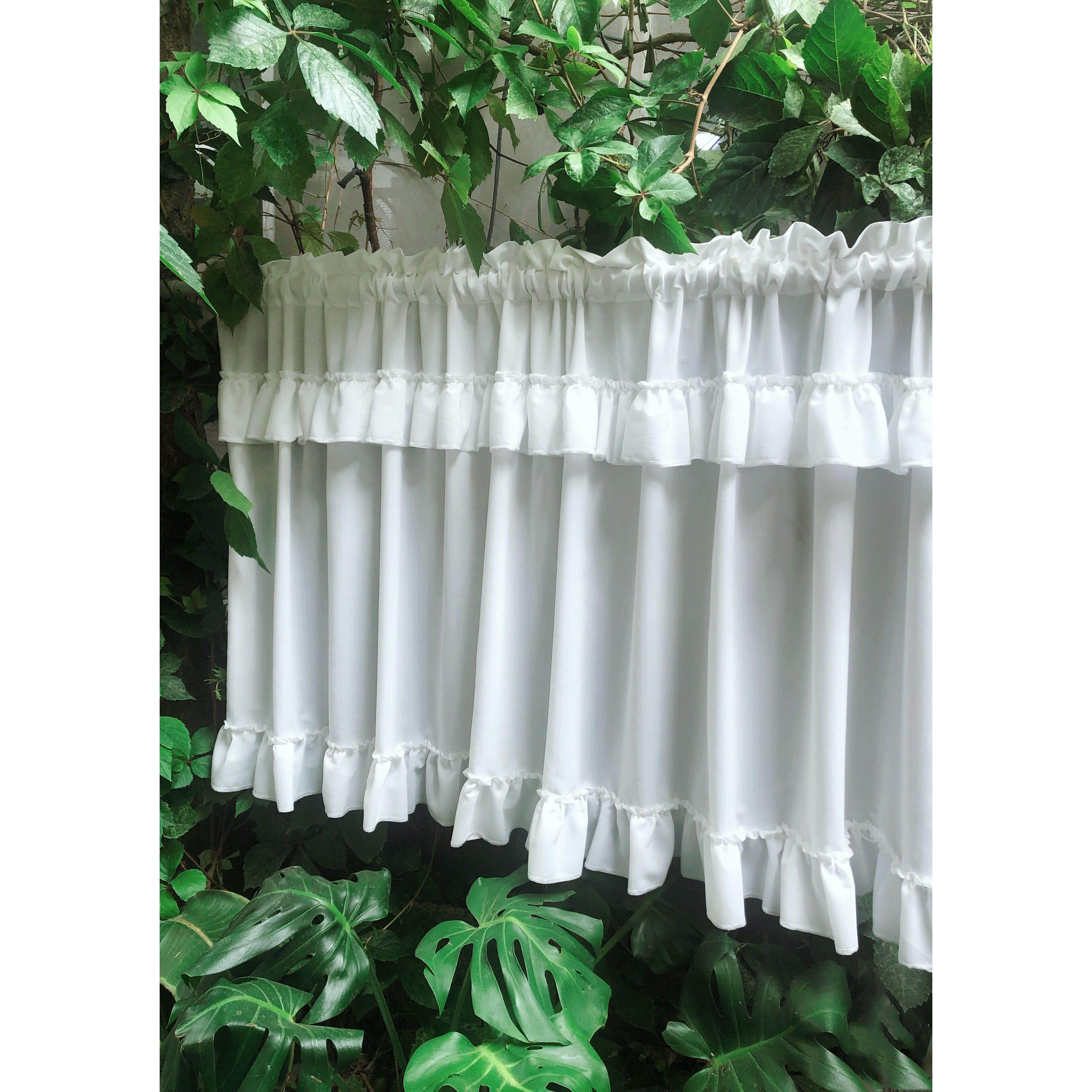 定制透光不透人花边纱北欧隔断遮挡浴室门帘半帘短门帘魔术贴免打