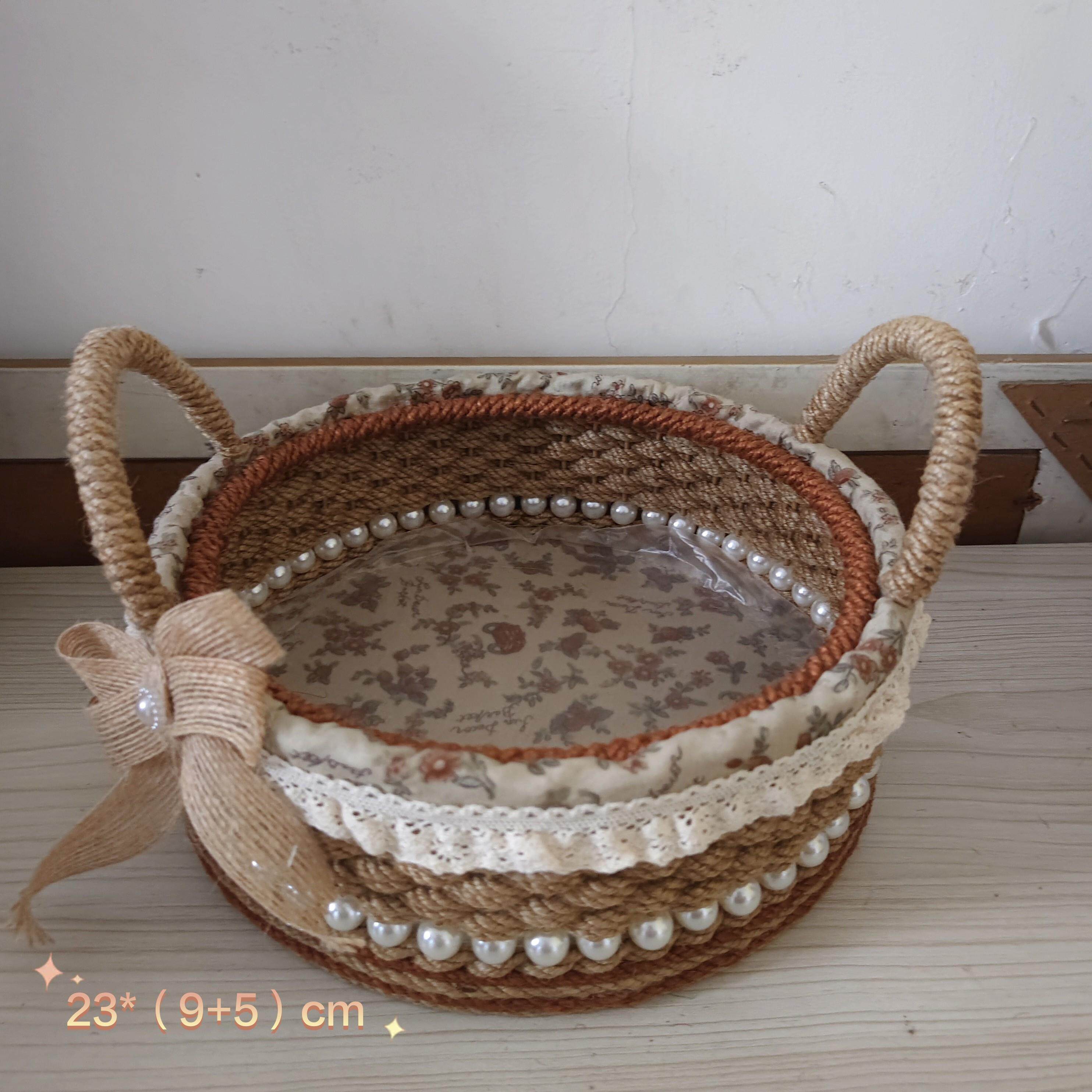 麻绳编织成品收纳筐/提篮/纯手工