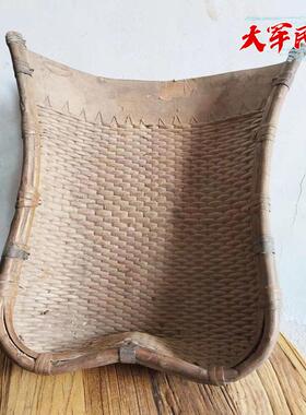 民俗老物件竹筐簸箕农村旧货手工编织手提篮子农家乐影视拍摄道具