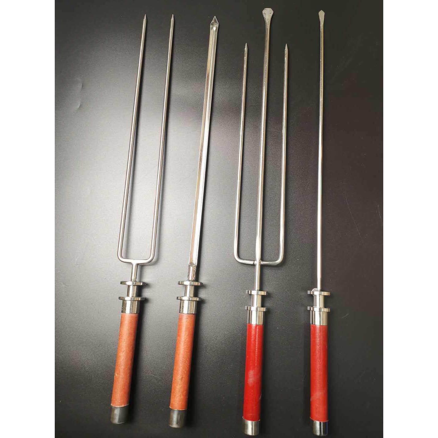 巴西不锈钢红木柄烤肉剑叉子烧烤签烤二叉三叉烤串烤叉钎子80cm