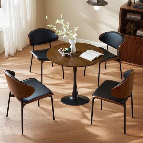 轻奢北欧实木小圆桌洽谈桌椅小户型餐桌阳台休闲 咖啡厅接待小桌