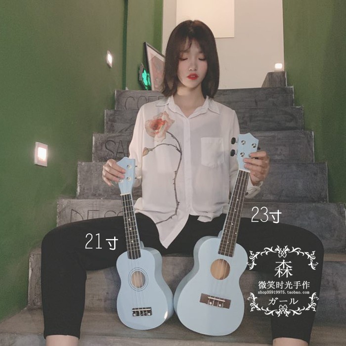 婴儿蓝小清新尤克里里乌克丽丽21寸23寸夏威夷四弦琴初学者小吉他