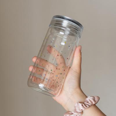 星星双层玻璃杯2025新款女生ins大容量办公室泡茶水杯专用茶杯