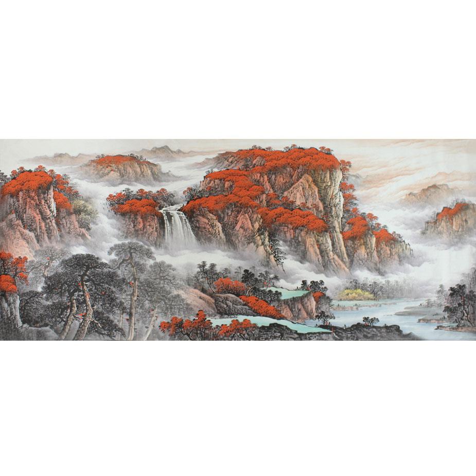 纯手绘国画山水画鸿运当头客厅办公室装饰画挂画精品水墨画未裱画