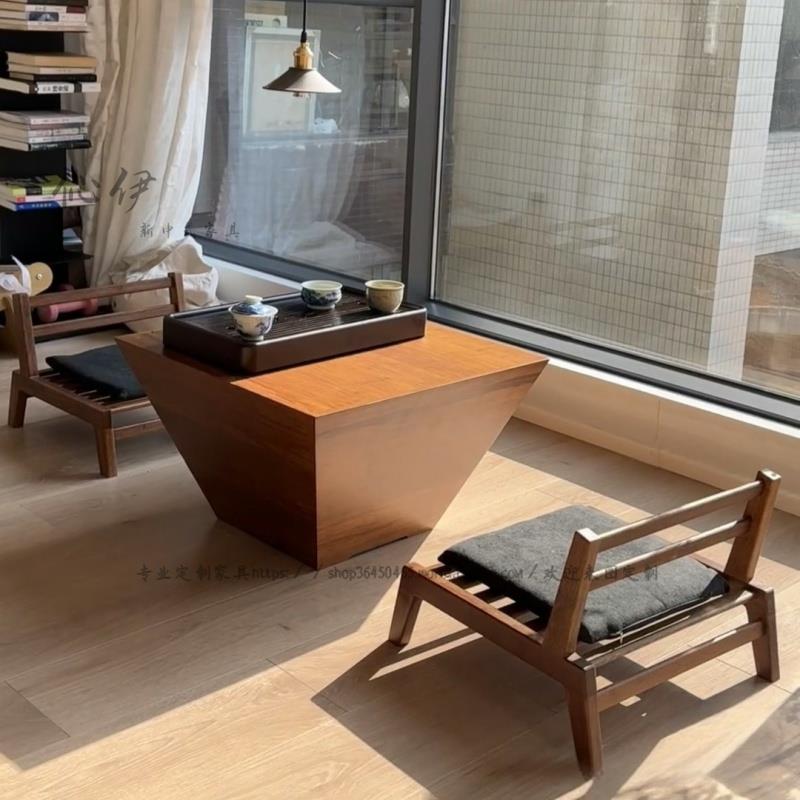 和室椅白腊木榻榻米小椅子纯实木榫卯矮凳子椅日式休闲简约靠背椅