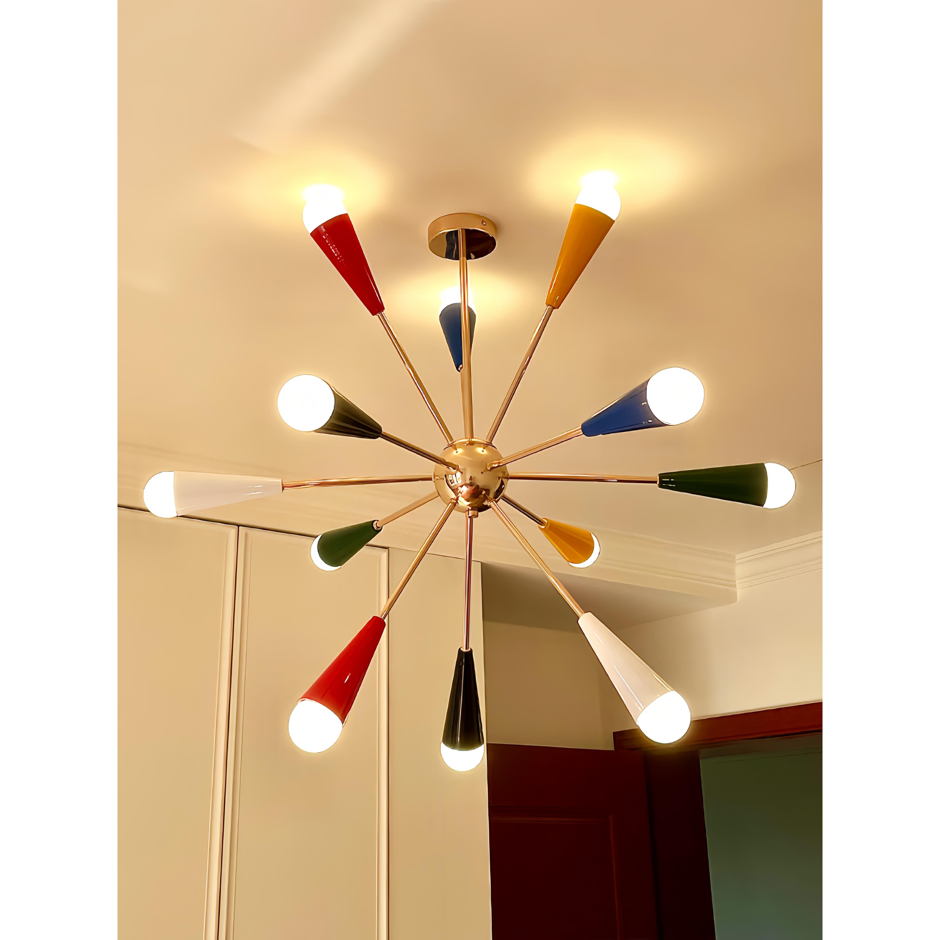 孟菲斯Sputnik多巴胺彩色烟花灯 包豪斯中古风餐厅客厅卧室吊灯