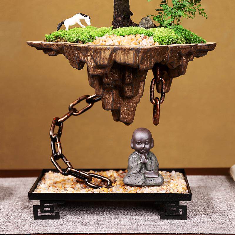 小叶紫檀盆栽室内客厅办公室展厅装饰艺术创意天空之城悬浮盆景