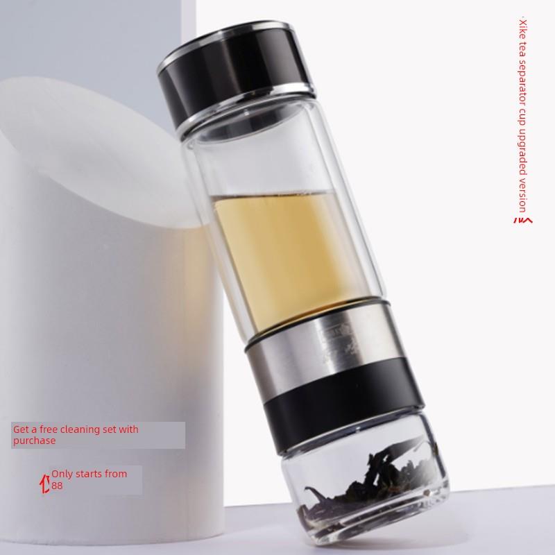 喜客双层玻璃茶杯水杯旋转陶瓷茶杯茶水分离泡茶杯品味杯车载杯