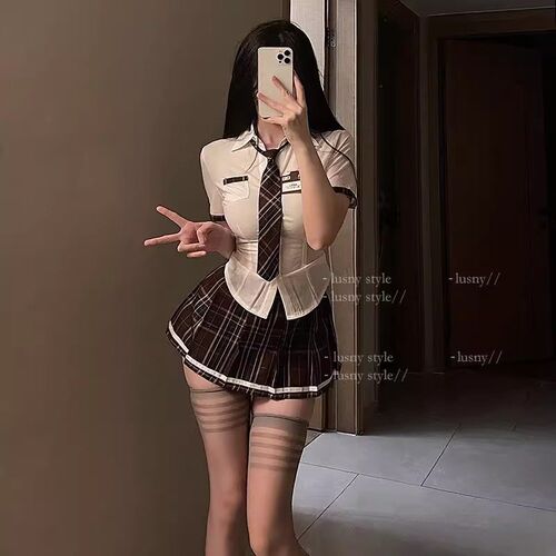 大码情调制服q趣诱惑装内衣校园jk制服角色扮演纯欲衬衫短裙套装