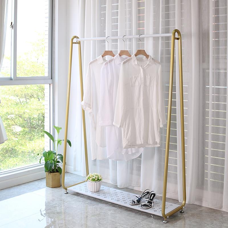 衣架落地家用卧室挂衣架凉晒衣杆单杆式折叠北欧风简易室内晾衣架