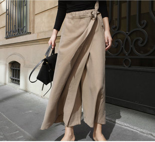 不对称阔腿裤 气质休闲裤 女宽松大腿裤 九分裤 垂感裙裤 2020春夏新款