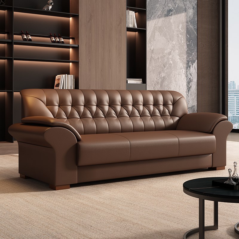 办公沙发商务会客厅酒店大堂贵宾接待办公室真皮沙发茶几组合套装