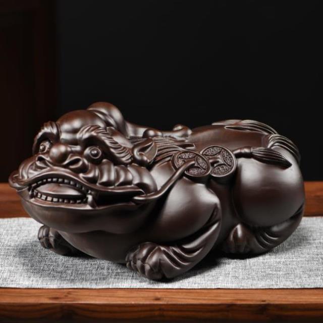 黑檀木质木雕貔貅摆件实木家居客厅装饰品红木头工艺品开业礼品