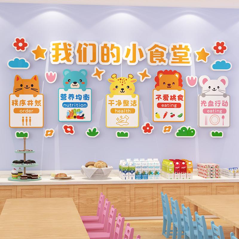 幼儿园食堂文化墙托管班节约粮食标语学校餐厅环创主题墙面装饰