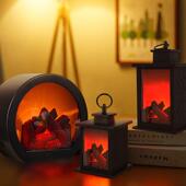 Led彷真火焰灯气氛灯小夜灯卧室床头壁炉台灯覆古装 饰桌面ins夜灯