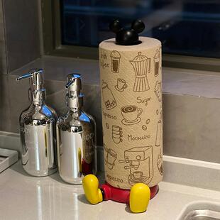 米奇厨房纸巾架子创意立式可爱卷纸保鲜膜收纳置物架餐厅卡通摆件