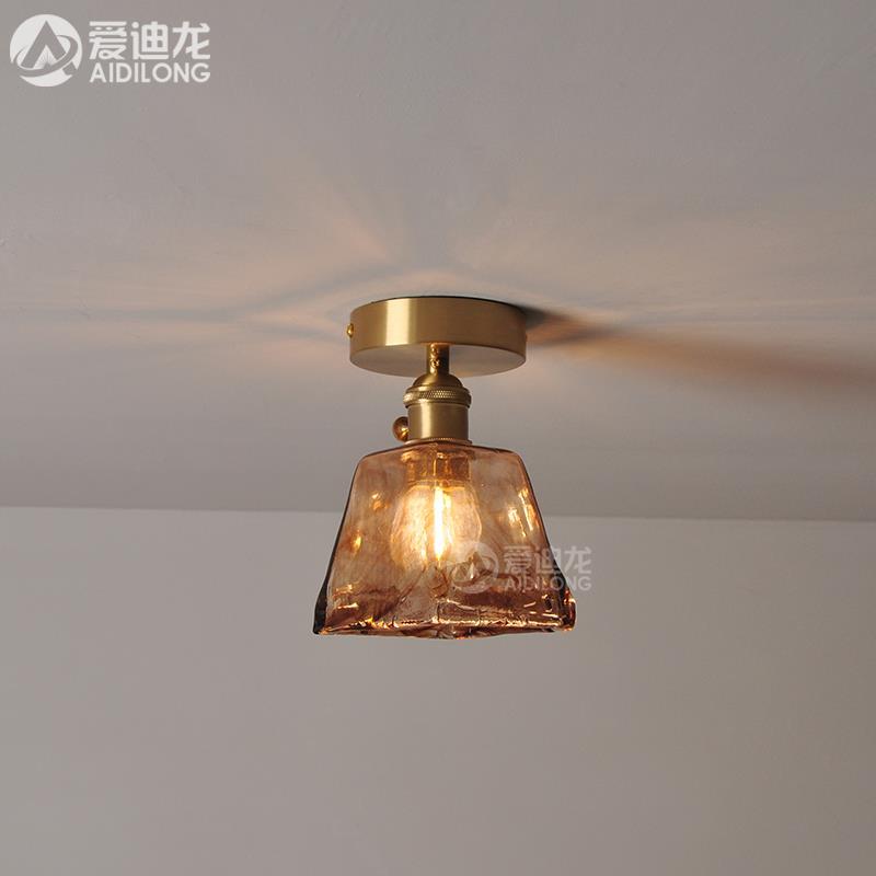 纯铜阳台灯走廊衣帽间简约极简进门入户玄关北欧风日式卧室吸顶灯