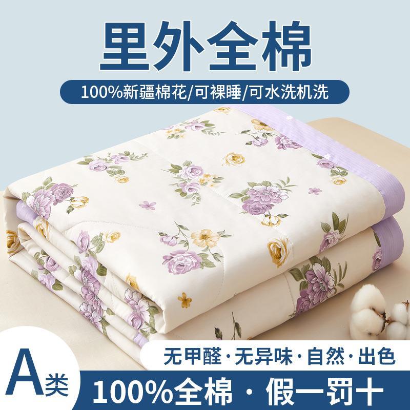 A类母婴级纯棉棉花夏凉被空调被可机洗单双人全棉夏被夏季薄被子