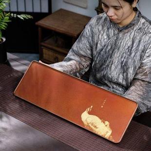 轻奢托盘茶海中式 铜茶盘实木复古家用蓄水功夫小茶台储水式 胡桃木