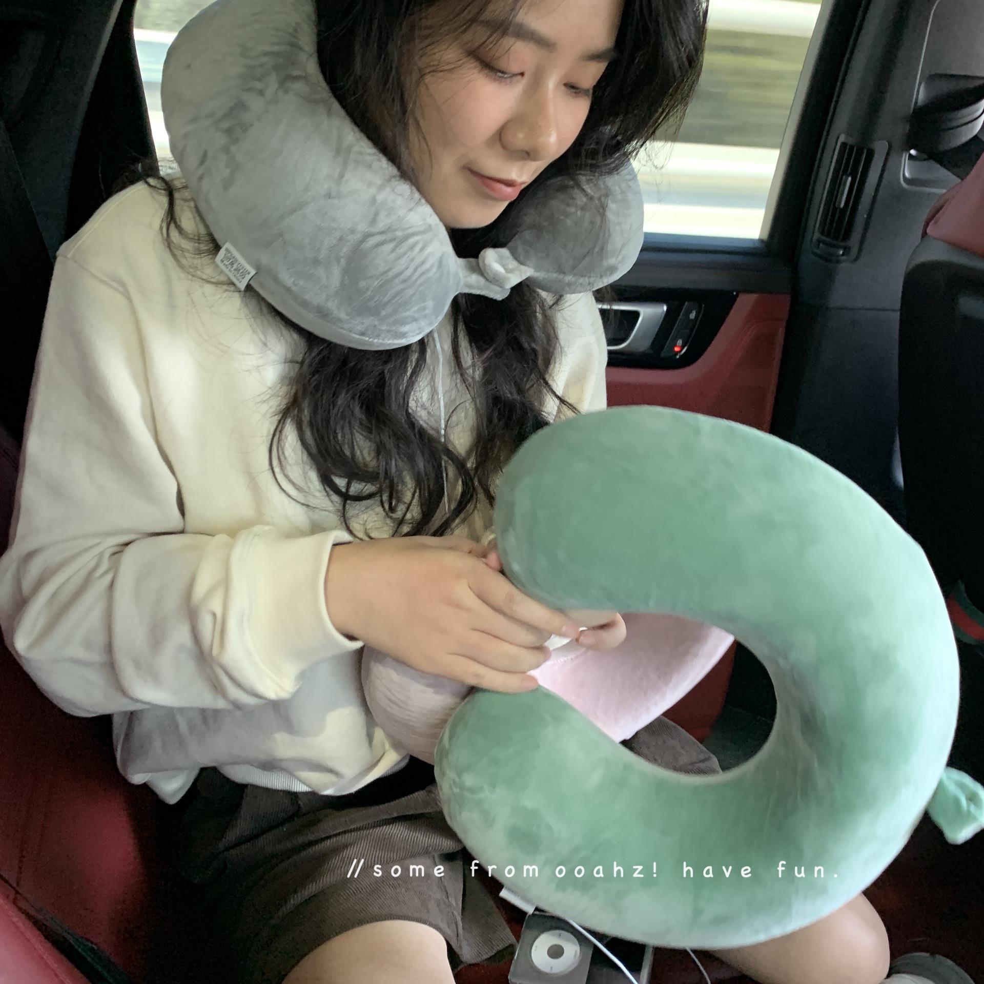 飞行日志~旅行颈枕坐车飞机睡觉护颈记忆枕 U型脖枕头纯色记忆棉