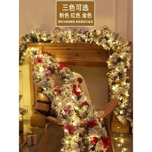 饰品绿色植绒雪藤条2.7米2.7米橱窗门挂楼梯拐角酒店装 圣诞节装 饰