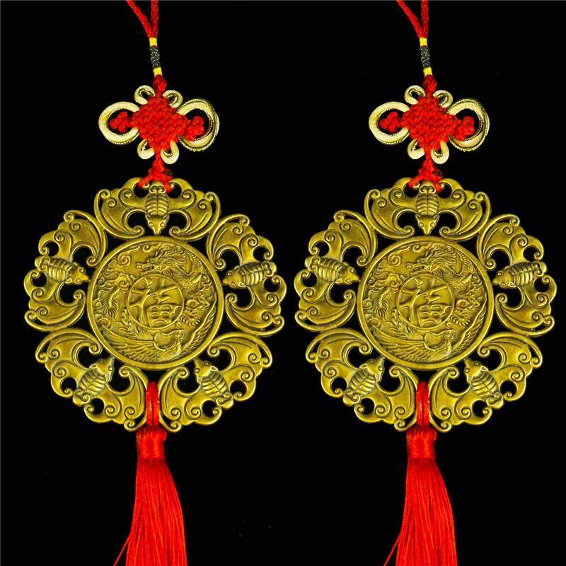 纯铜五福临门铜器摆件挂件蝙蝠招财纳福家居饰品客厅招财铜饰摆件