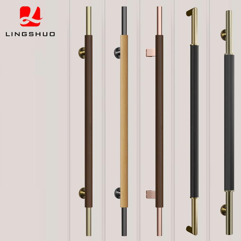领硕中式不锈钢玻璃门把手黑色大门拉手金色把手酒店包厢门拉手
