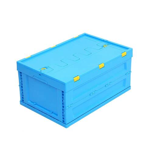 PP纯新料塑胶折叠物箱600-2料8ZBZ0蓝色带盖多功能塑转折叠流周箱