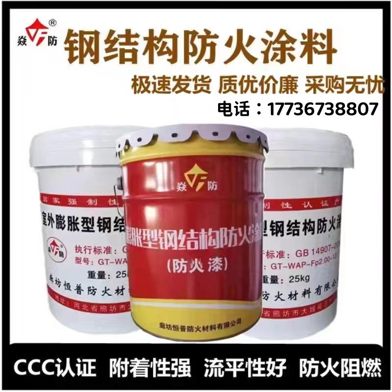 钢结构防火涂料膨胀型非膨胀型石膏基型水性薄R型厚型油性防火漆