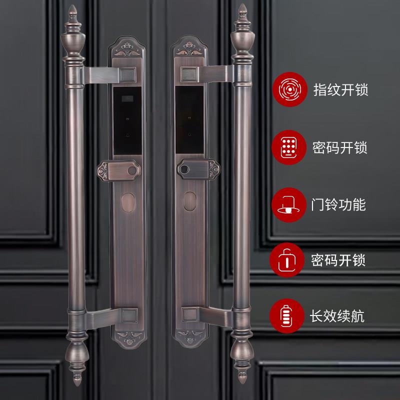 欧式别墅双开大门防晒指纹锁雕花农村自建房大门人脸识别智能门锁