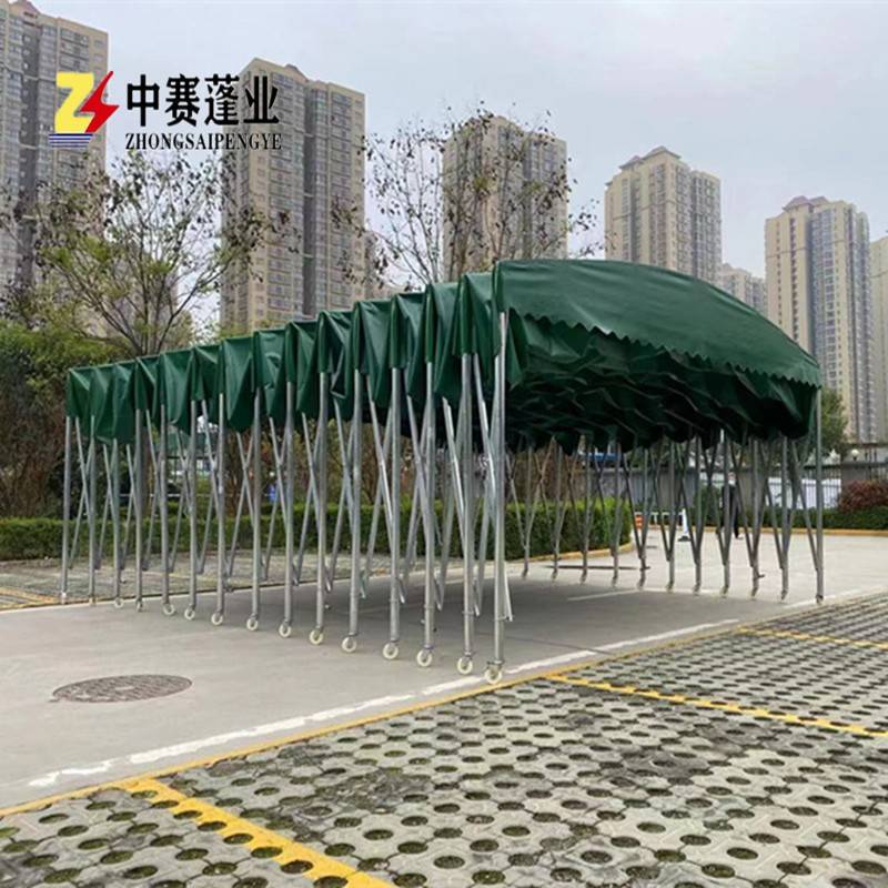 西安折叠伸缩蓬厂家活动式推拉雨棚户外移动挡雨蓬大型仓库帐