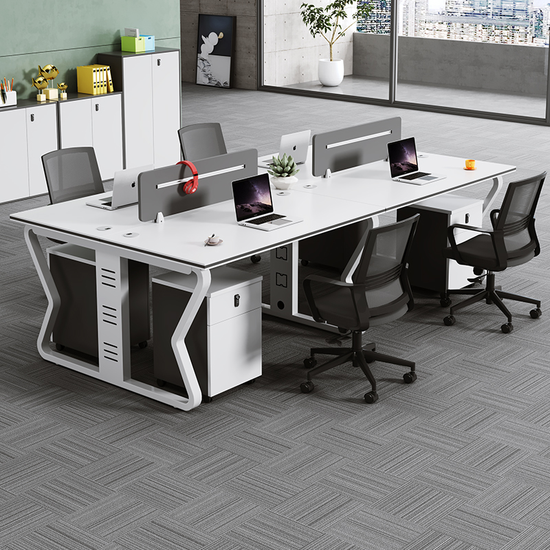 职员办公桌椅组合白色简约现代公司四人工位4人2员工桌Z办公室家