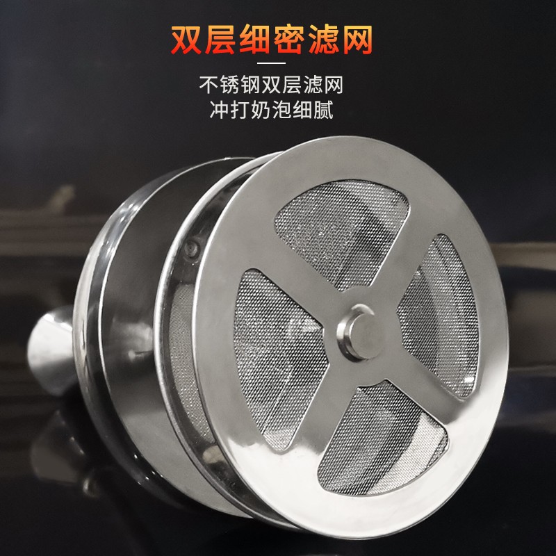 双层奶泡器手动咖啡k打奶器弹簧冰咖啡奶沫不锈钢奶泡壶400ml800m