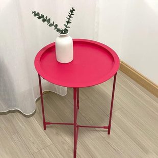 多功能简约阳台小桌户外 创意多巴胺折叠茶几家用小户型圆型桌新款