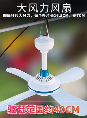 12v吊扇24V36V48V60V直流小风扇电瓶蓄电池夜市地摊可调速电风扇