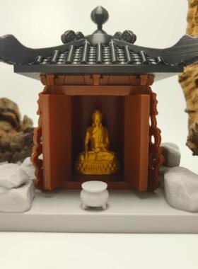 黑神话土地庙假山水陆缸鱼缸微景观摆件书房庭院盆景中式古建筑