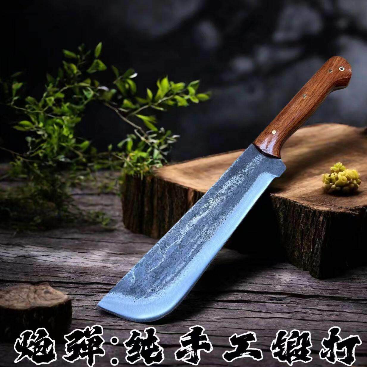 手工锻打炮弹钢斩骨刀户外高硬度木柄砍骨刀野外露营锻打砍柴骨刀