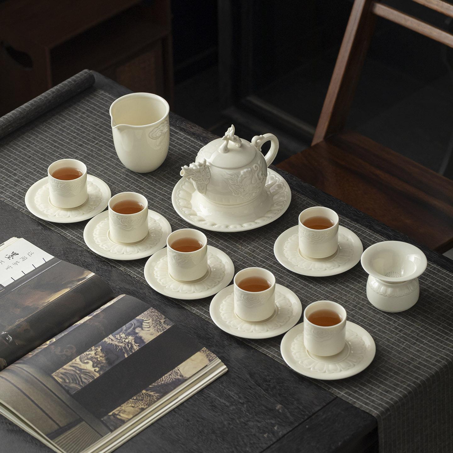 定窑功夫茶具套装家用中式泡茶壶茶杯茶具轻奢高档送长辈礼物